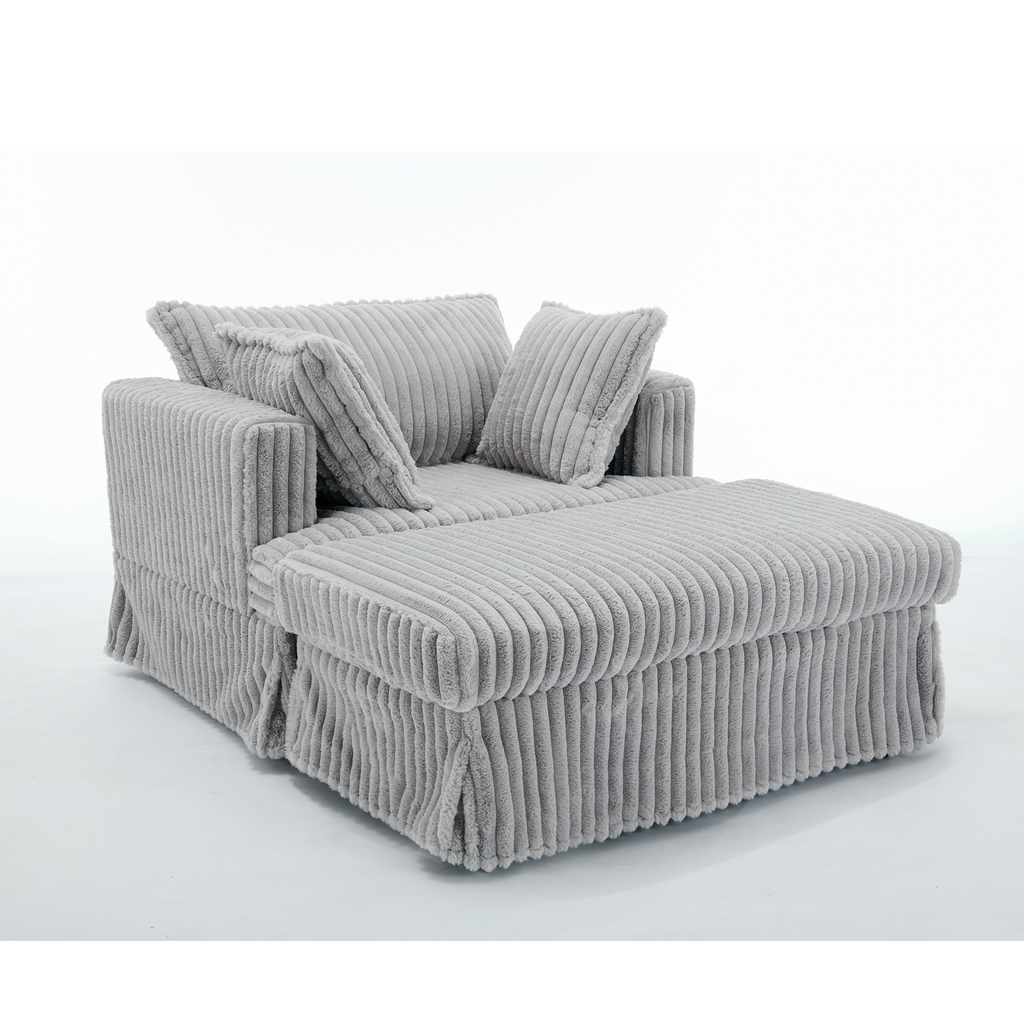 47.7'' Oversized Corduroy Chaise Longue with Ottoman