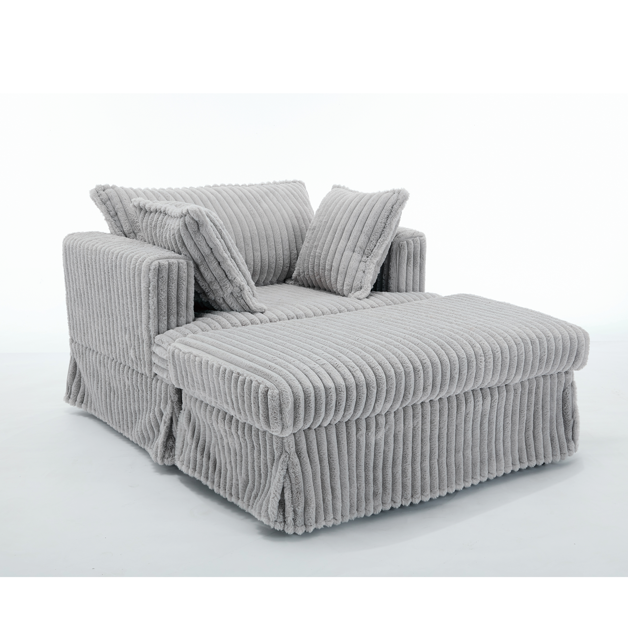 47.7'' Oversized Corduroy Chaise Longue with Ottoman