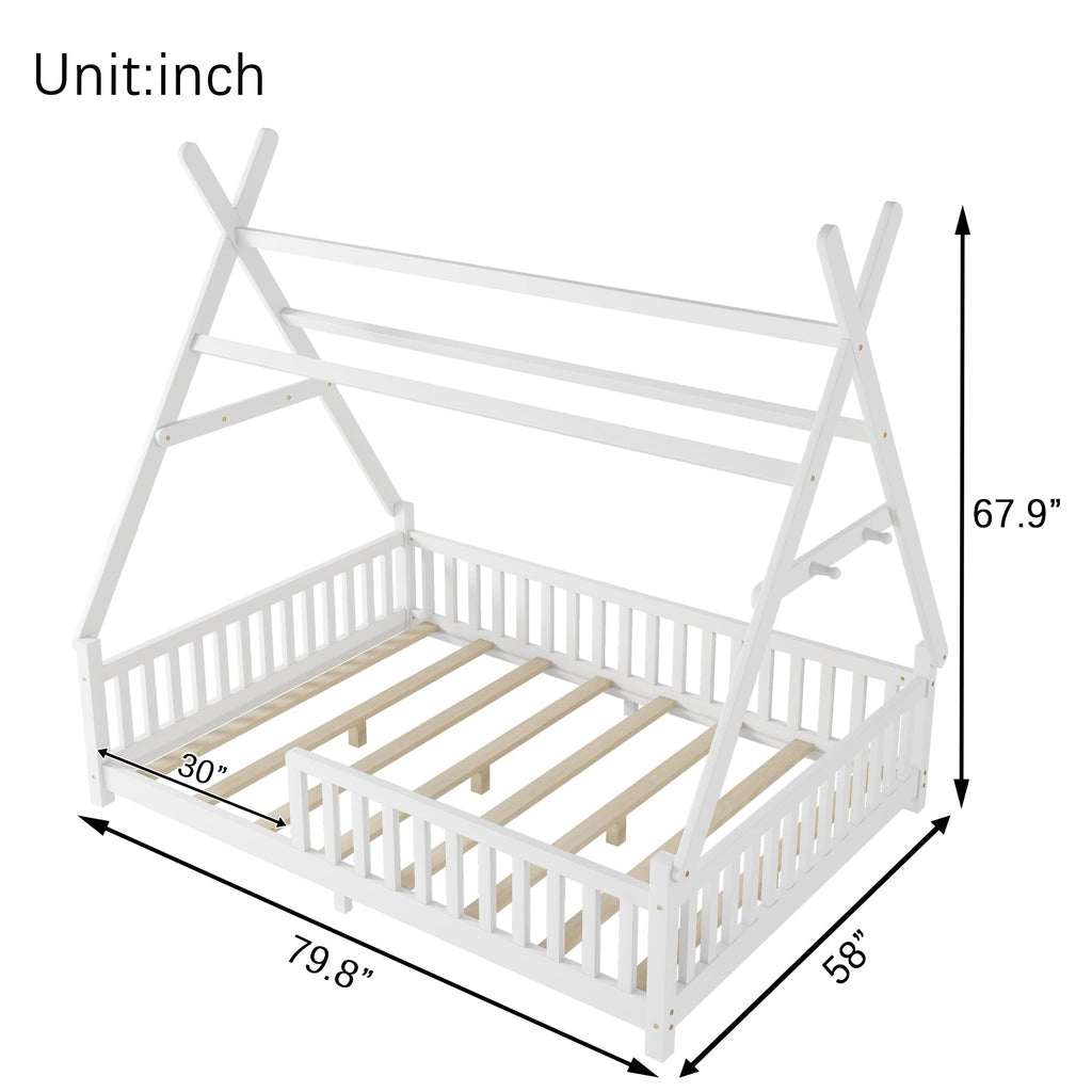 Full Size House Bed with Light for Kids