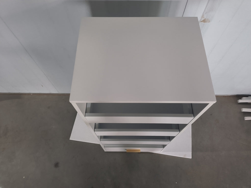 4-Tier Freestanding Bookshelf with 3 Sliding Drawers and 1 Bottom Drawer