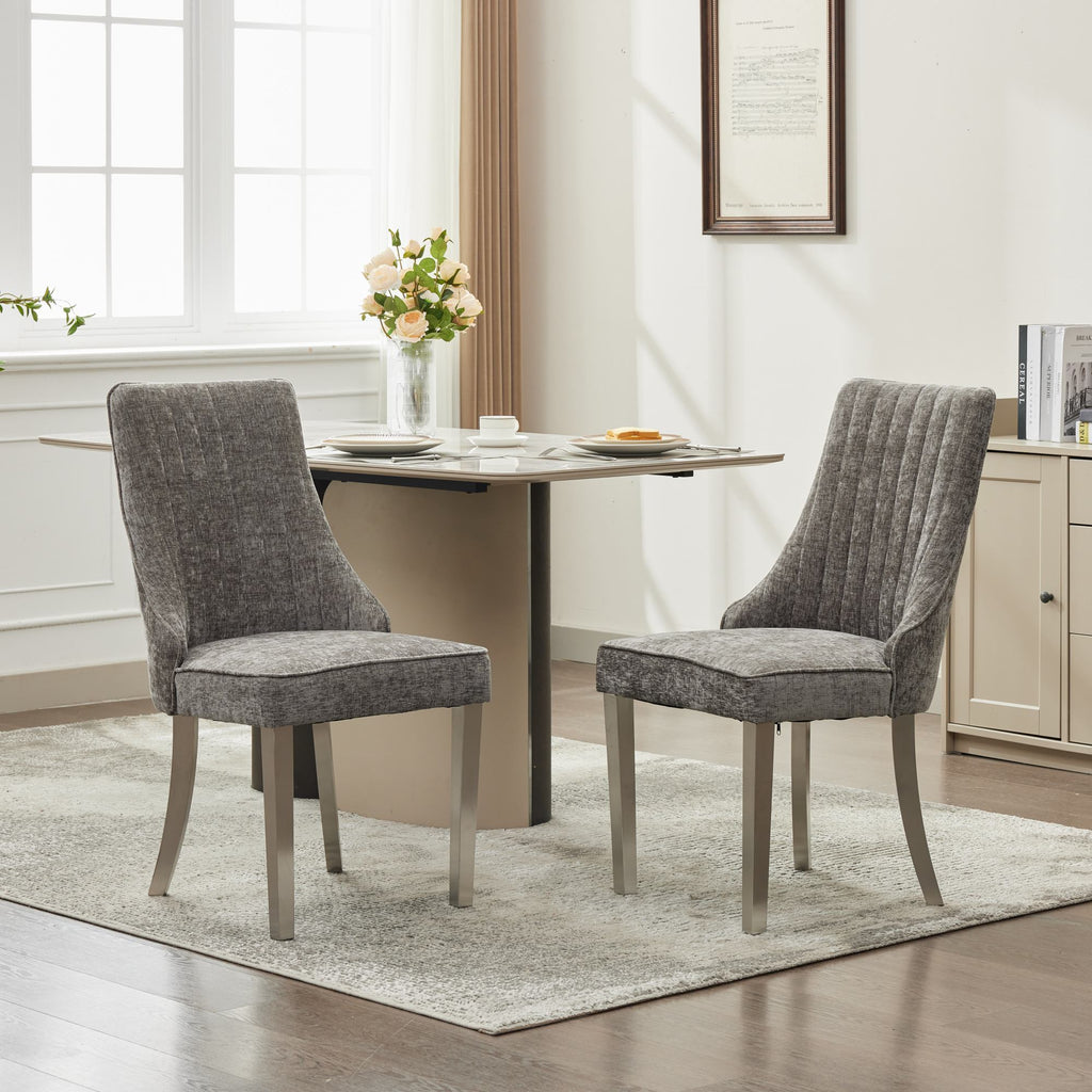 Rayon Cloth Flocking Chenille Dining Chairs (Set of 2 )