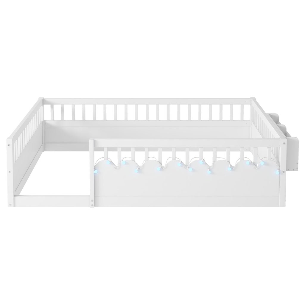 Twin/Full Montessori Floor Kids Bed Frame with High Rails