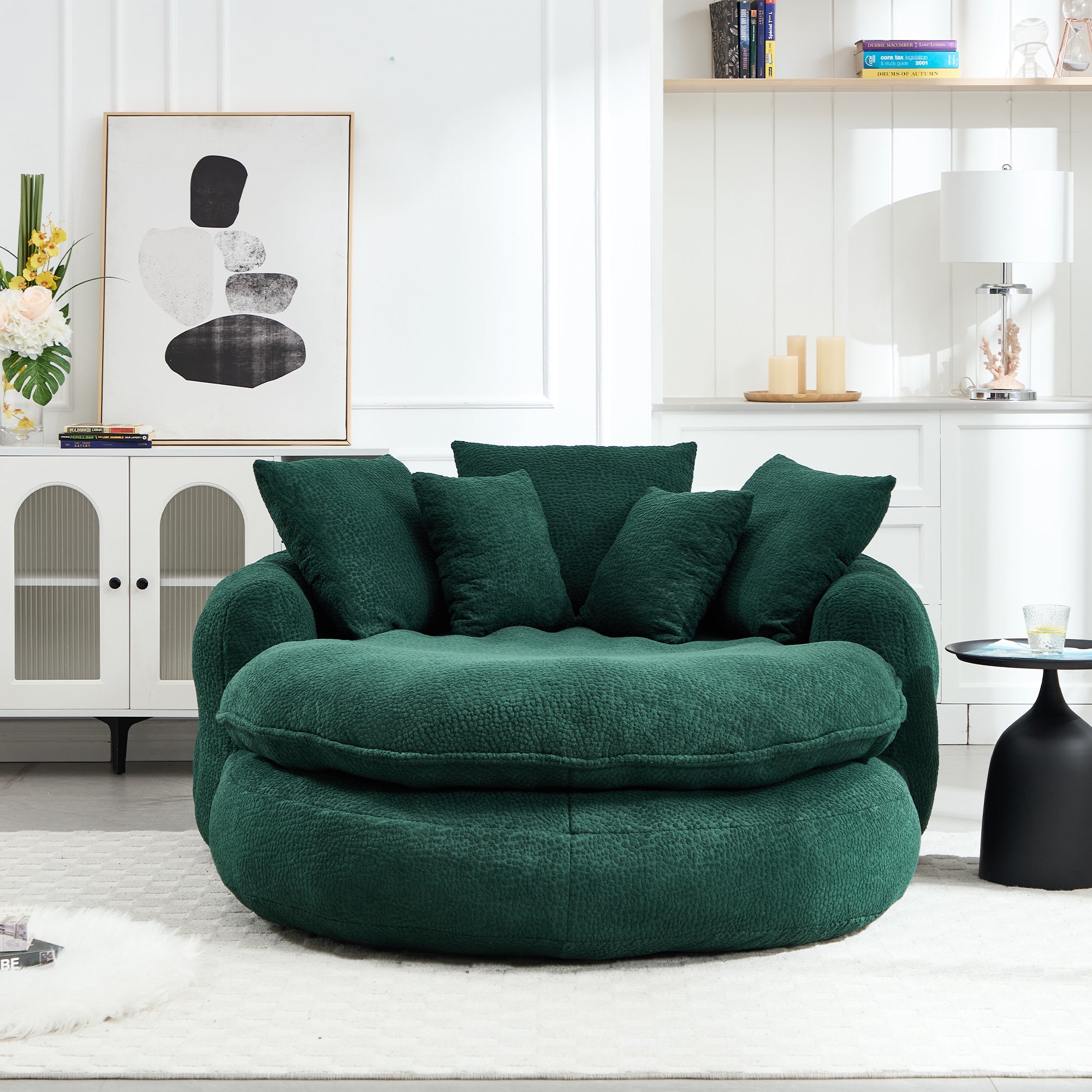Oversized Oval Upholstered Bean Bag Sofa
