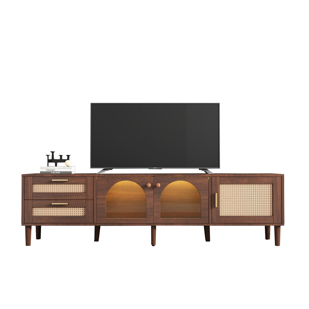70" Rattan LED Light Entertainment TV Stand
