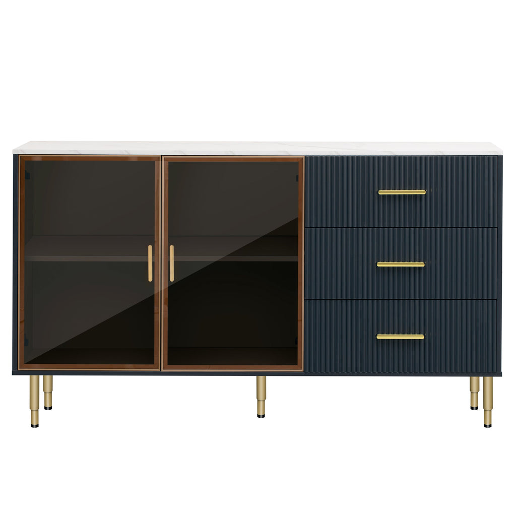 Modern Sideboard MDF Buffet Cabinet with Marble Sticker Tabletop