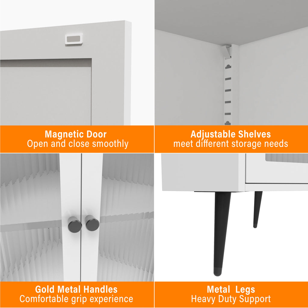 White 73in Corner Storage Cabinet Metal with Doors Adjustable Shelves Space-Saving