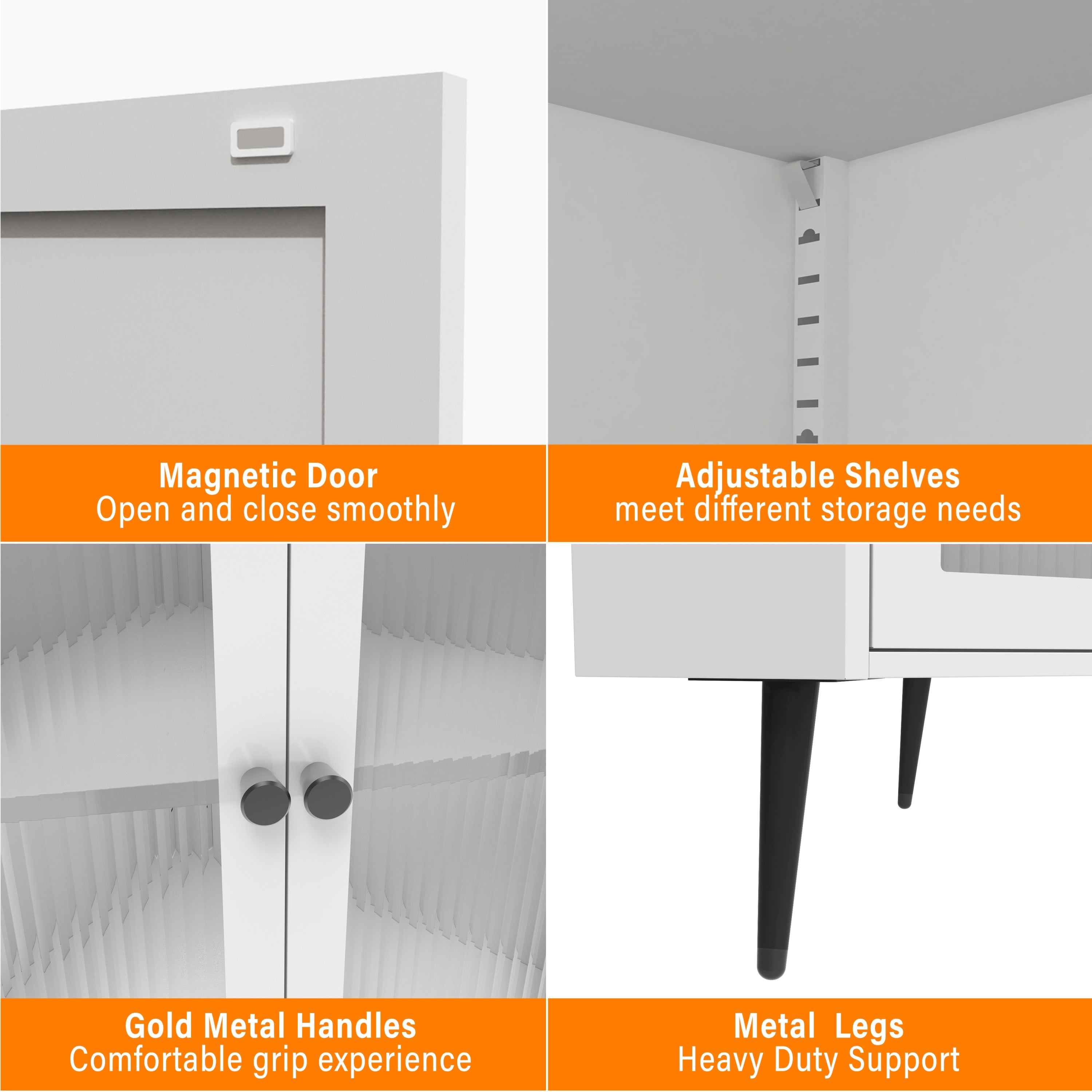 White 73in Corner Storage Cabinet Metal with Doors Adjustable Shelves Space-Saving