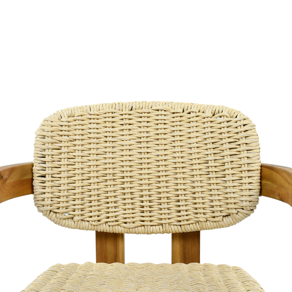 2-seat Woven Outdoor Chairs, Comfy Patio Seating with Elegant Teak Finish