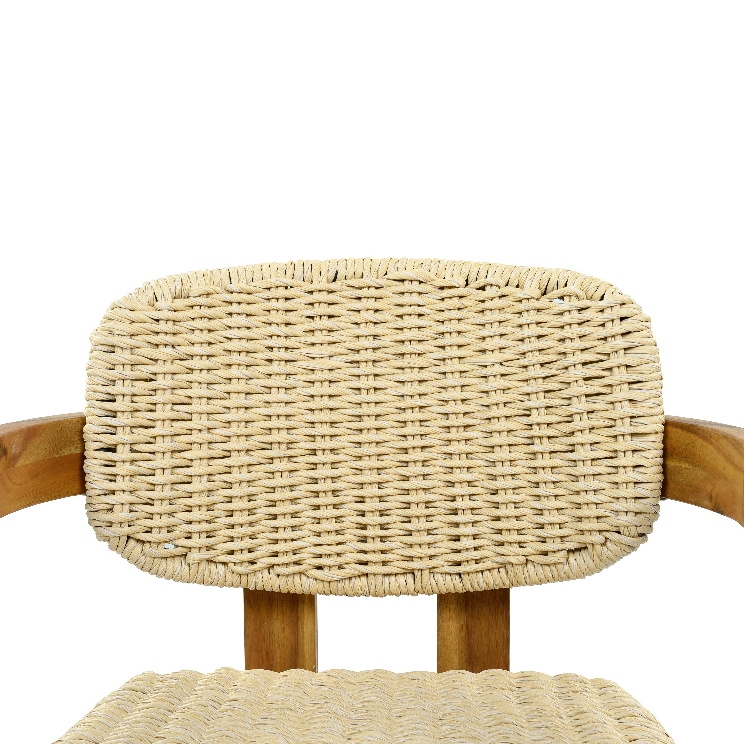 2-seat Woven Outdoor Chairs, Comfy Patio Seating with Elegant Teak Finish