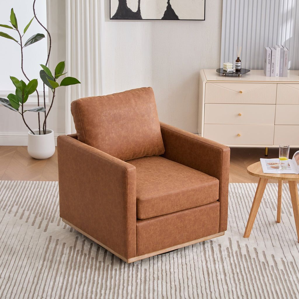 Modern Square Chenille Upholstered Swivel Accent Chair