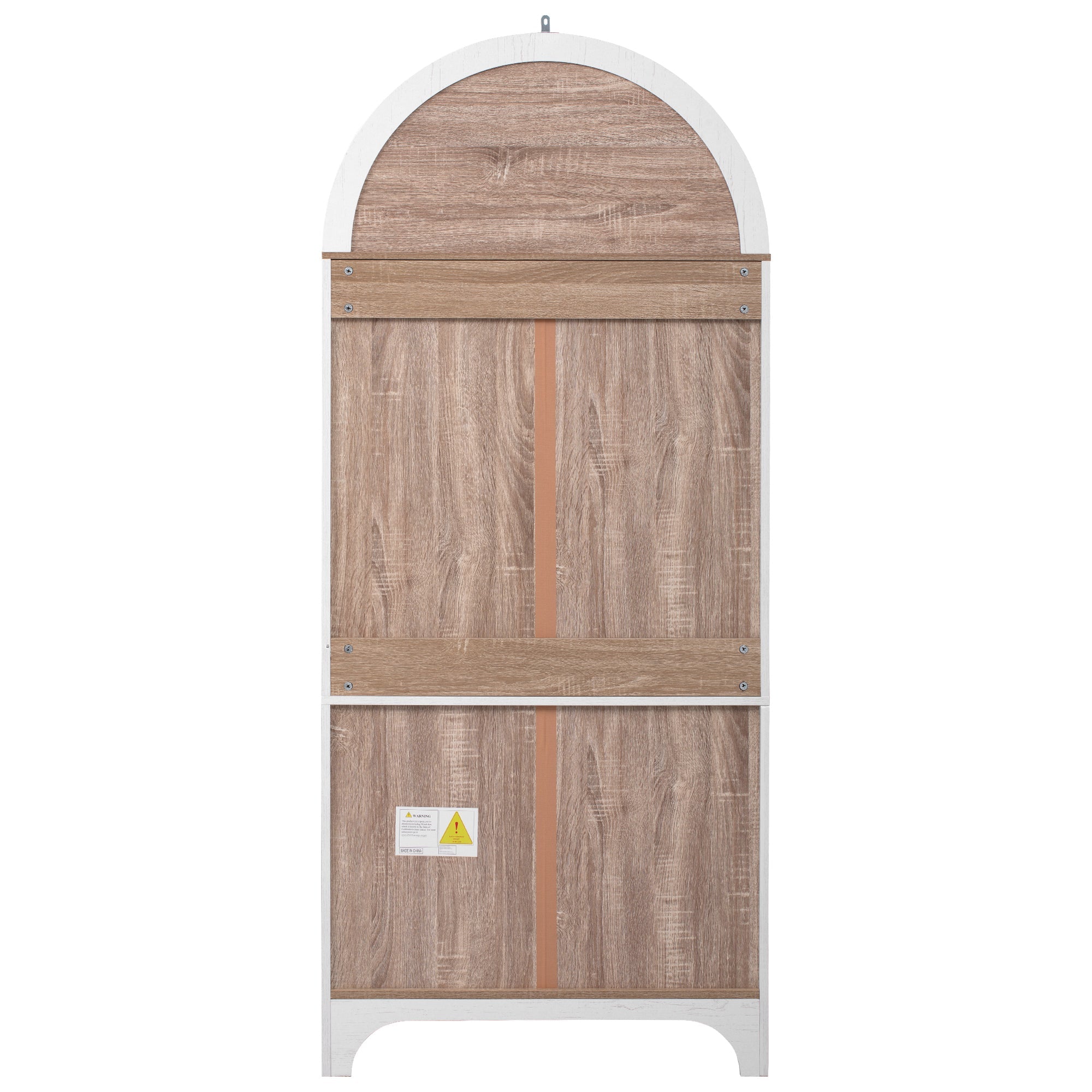 71" Tall Arched Farmhouse Kitchen Pantry Cabinet with Door Shelves