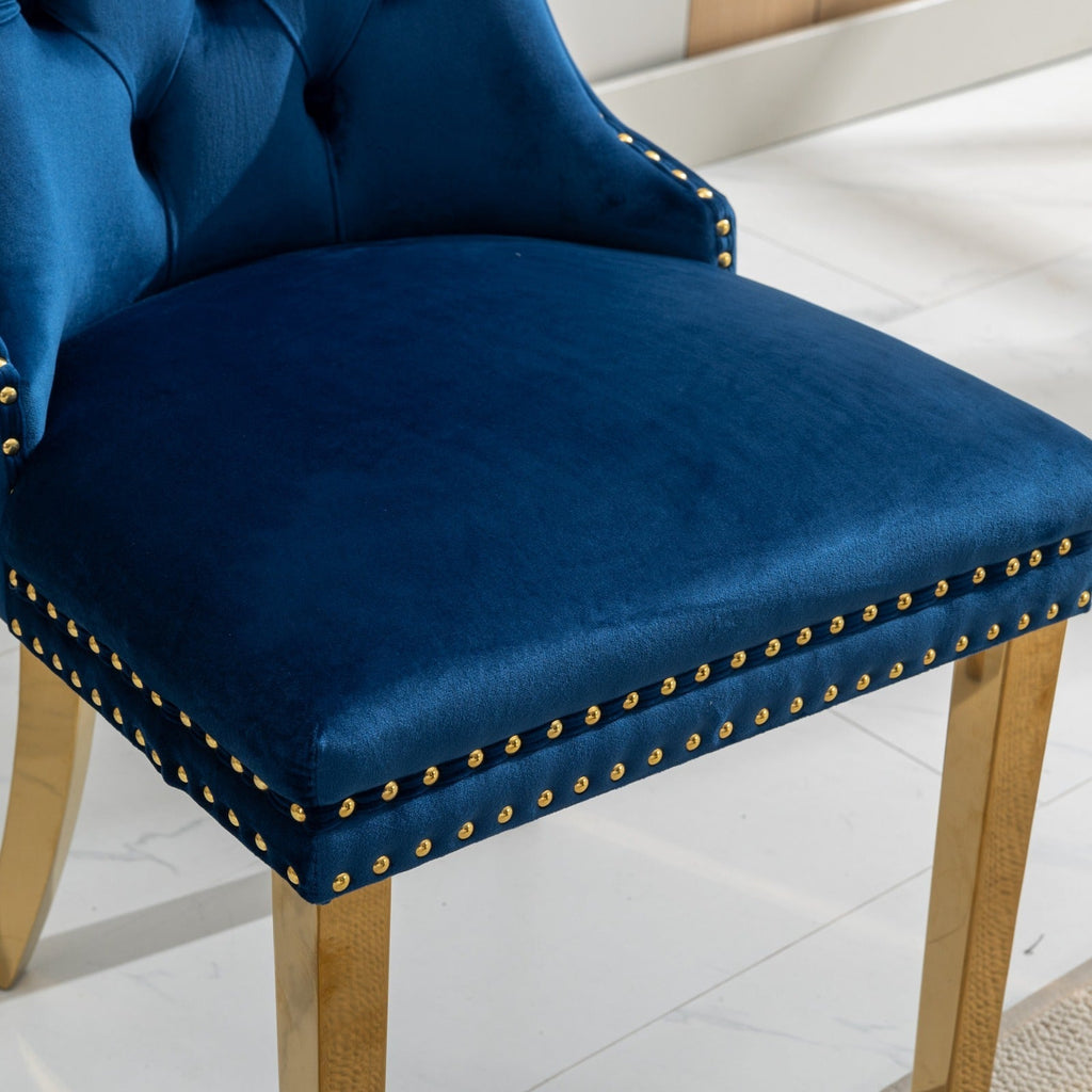 Modern High-end Tufted Solid Wood Velvet Dining Chairs (Set of 2)
