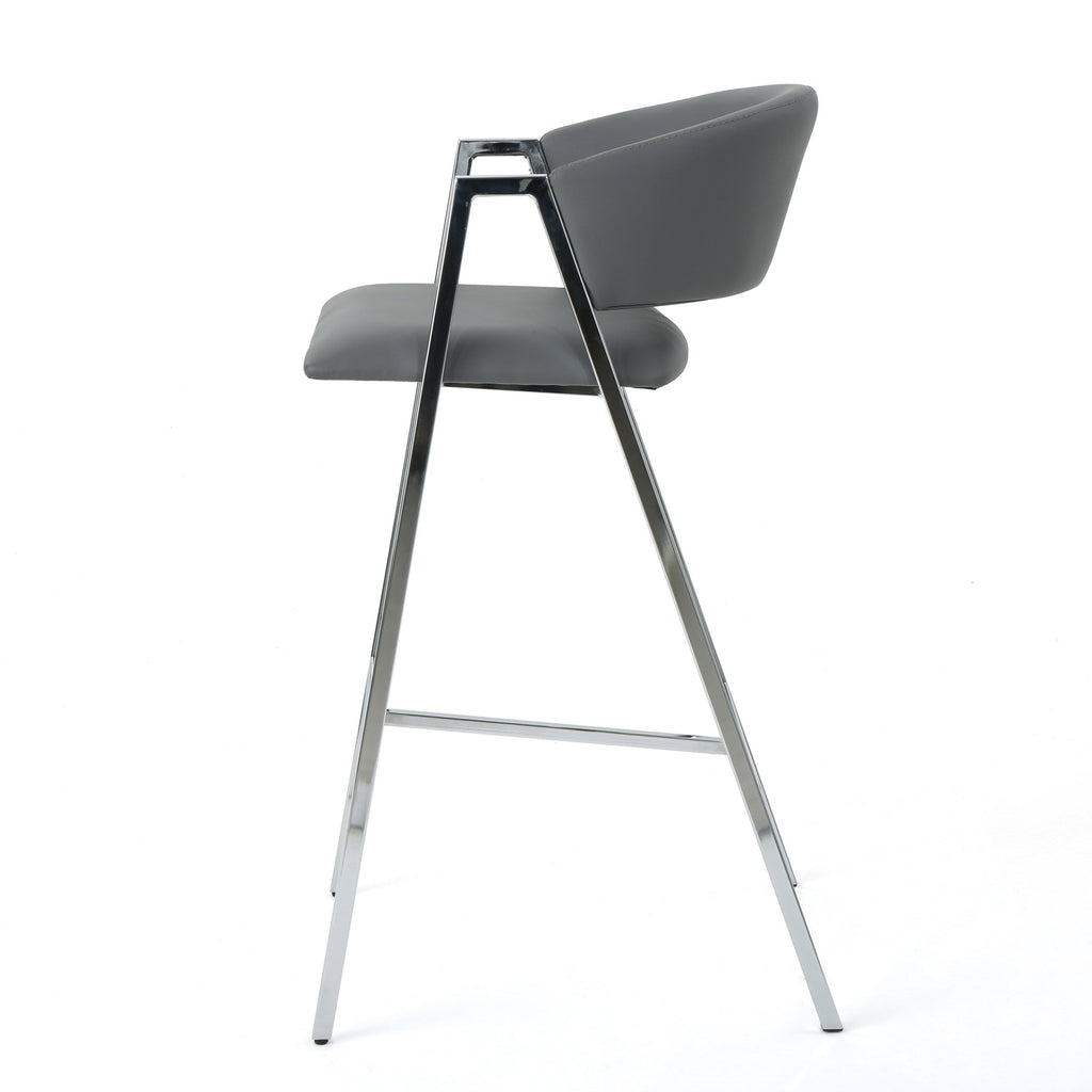 Modern PU Bar Stools with Low Back and Arms (Set of 2)