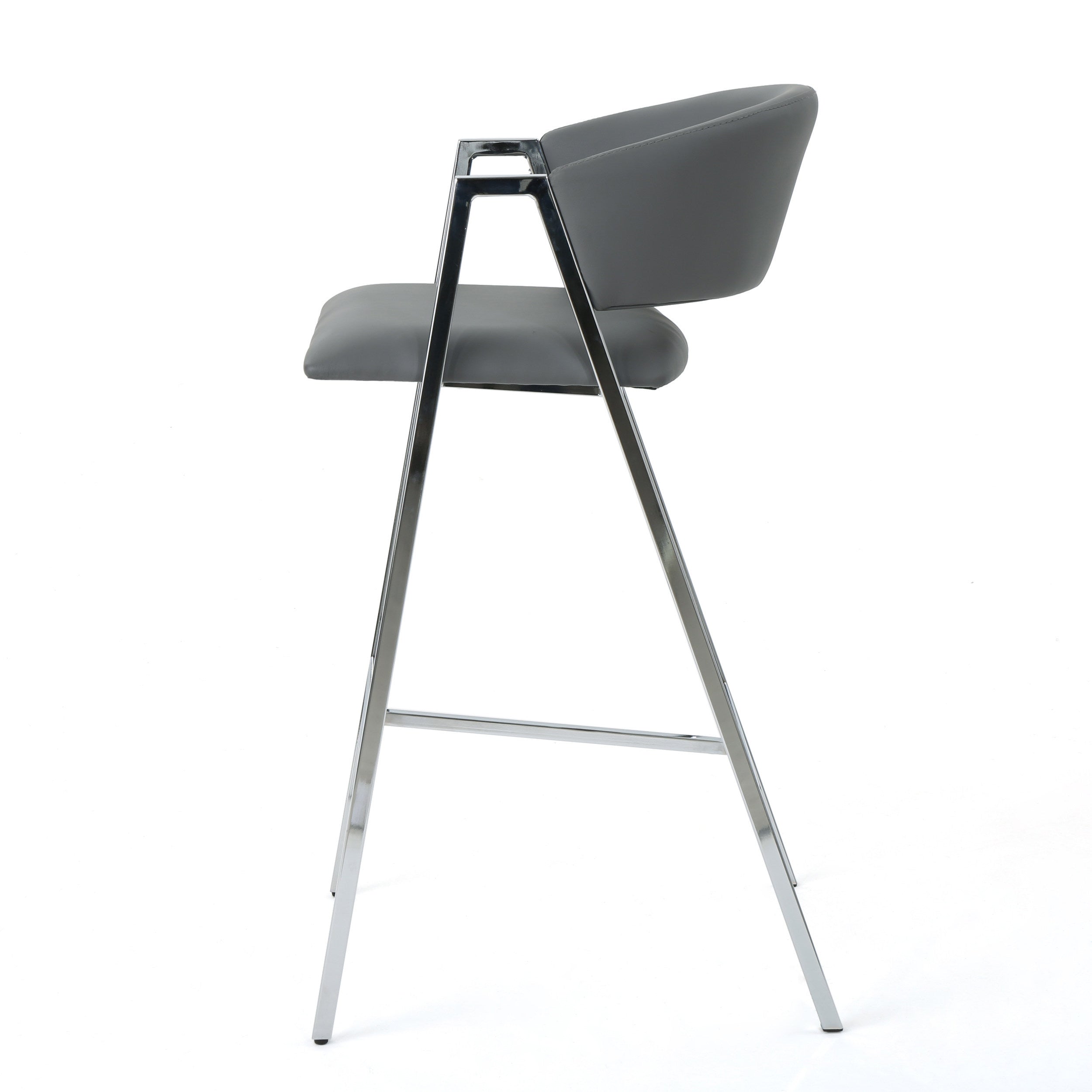 Modern PU Bar Stools with Low Back and Arms (Set of 2)