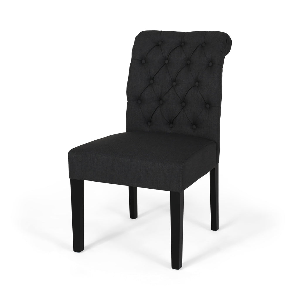 Tuft Dining Rolltop Chairs with Button Tufted Backrest (Set of 2)