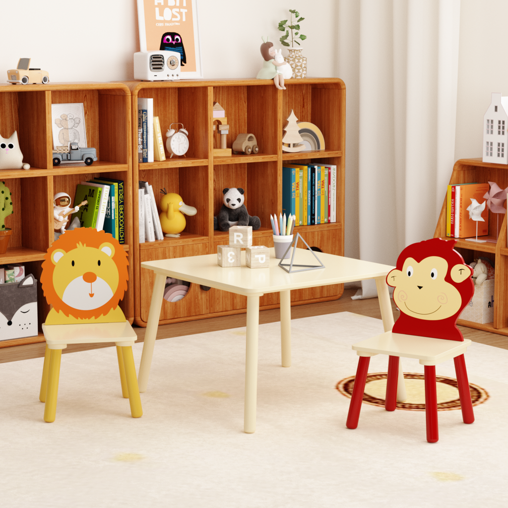 Kids Wooden Table and 2 Chairs Set