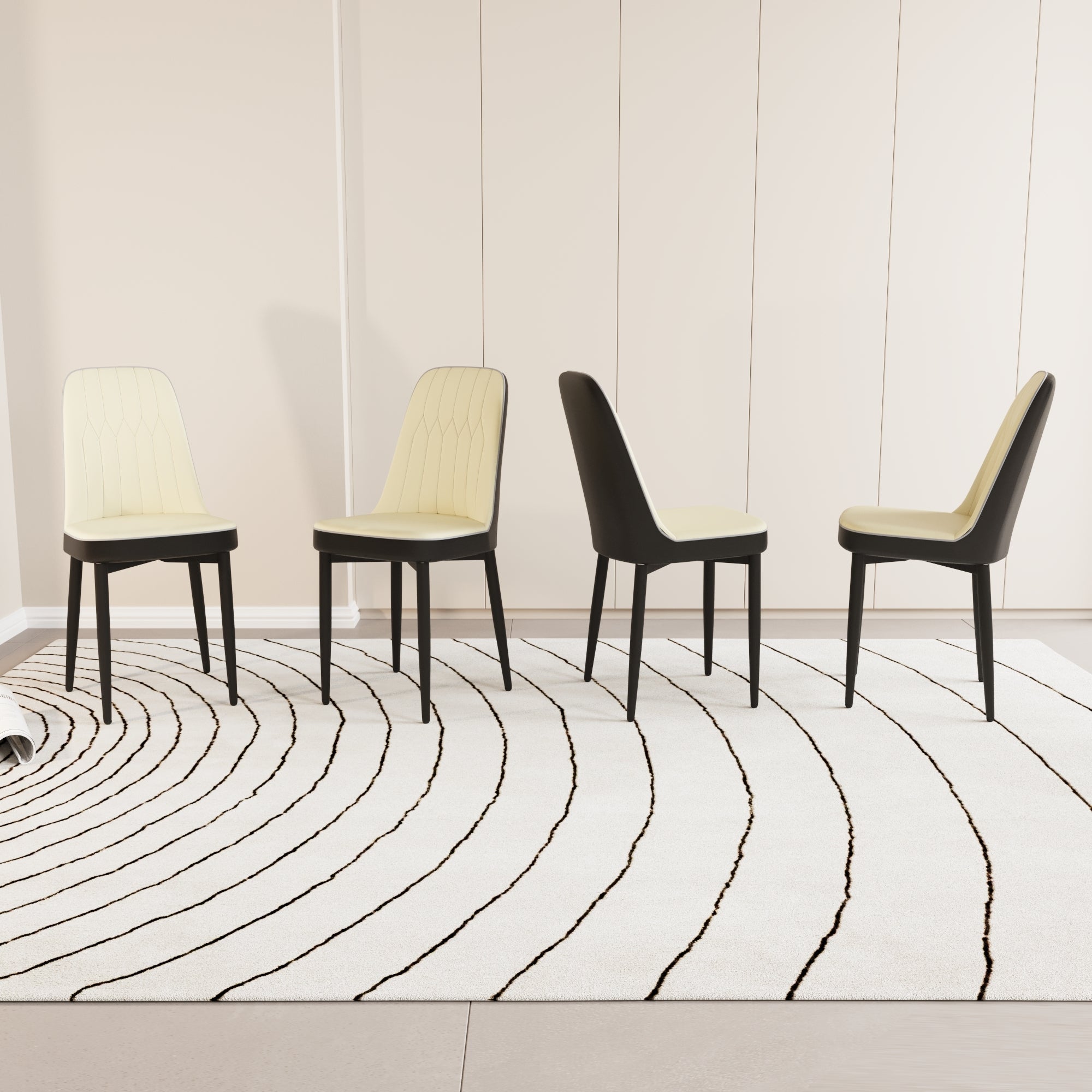 Modern Dining Chair Set of 4 with High-Quality PU Leather