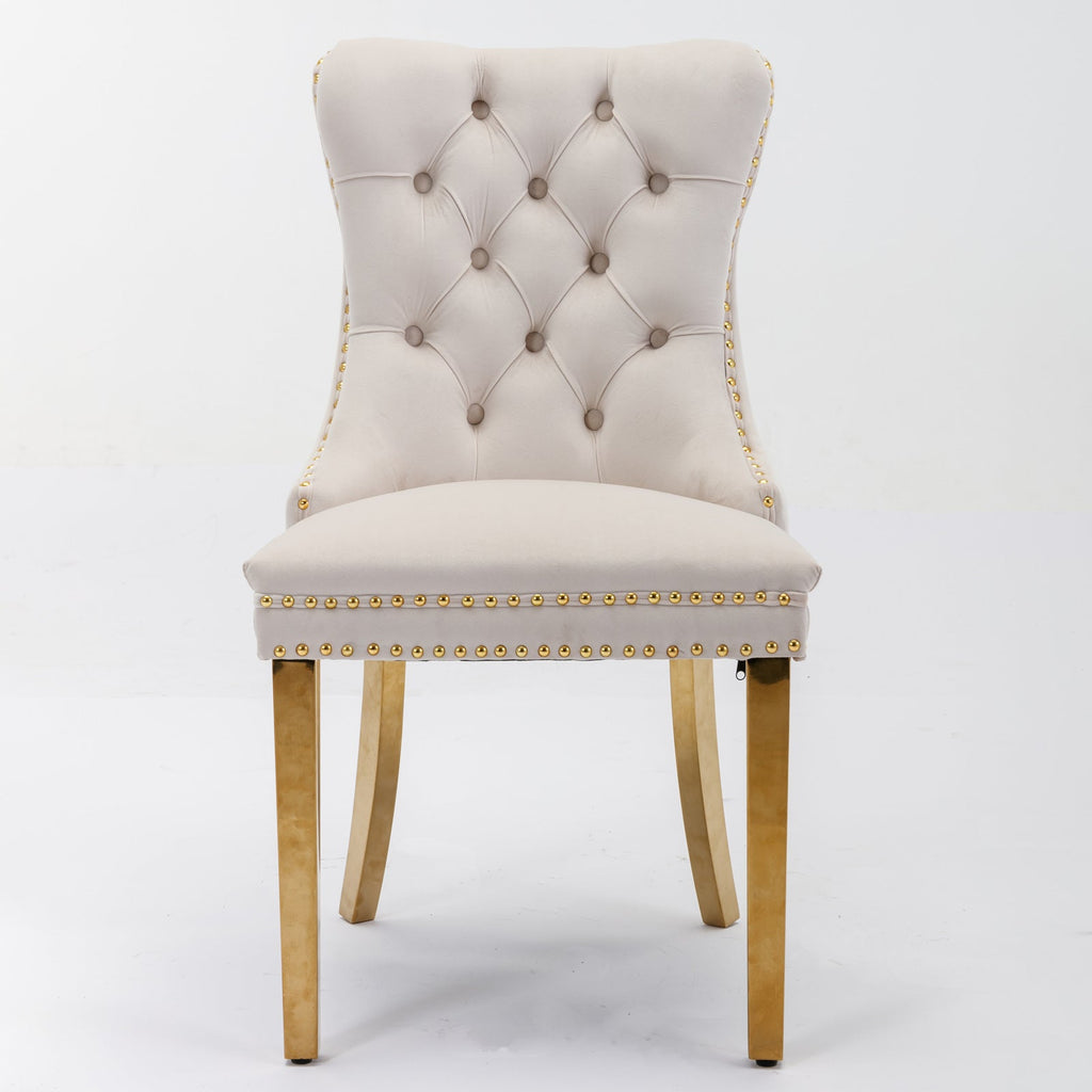 Modern High-end Tufted Solid Wood Velvet Dining Chairs (Set of 2)