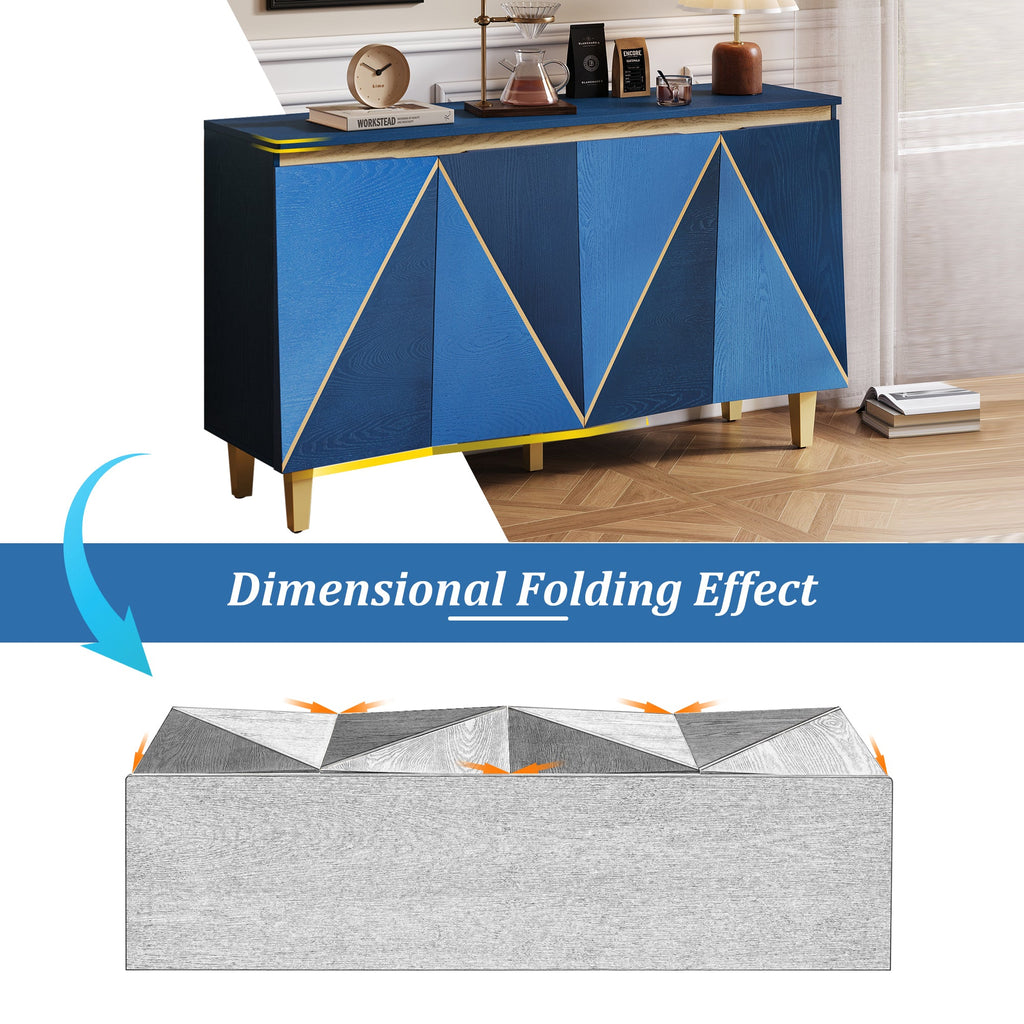 60' Retro Sideboard Cabinet with Adjustable Shelves