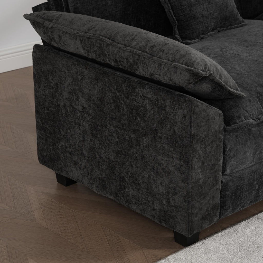 Modern Comfy Upholstered Seat Cushion Sectional Couch (Ottoman is Not Included)