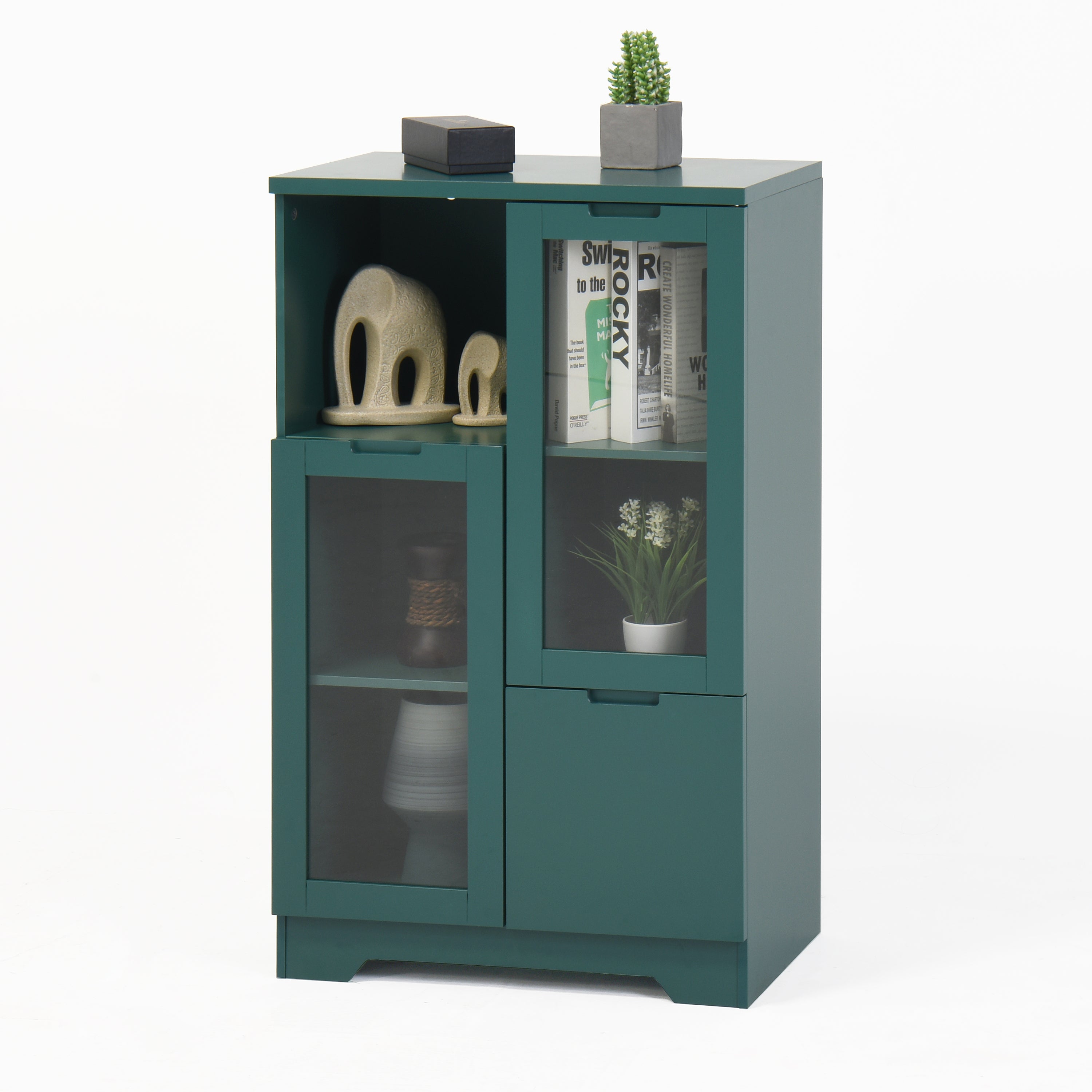 MDF Painted Cabinet with Glass Doors