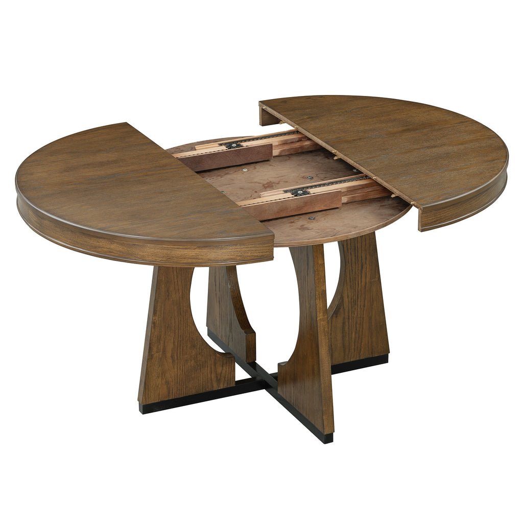 5-Piece Retro Extendable Dining Table Set with 16" Removable Leaf