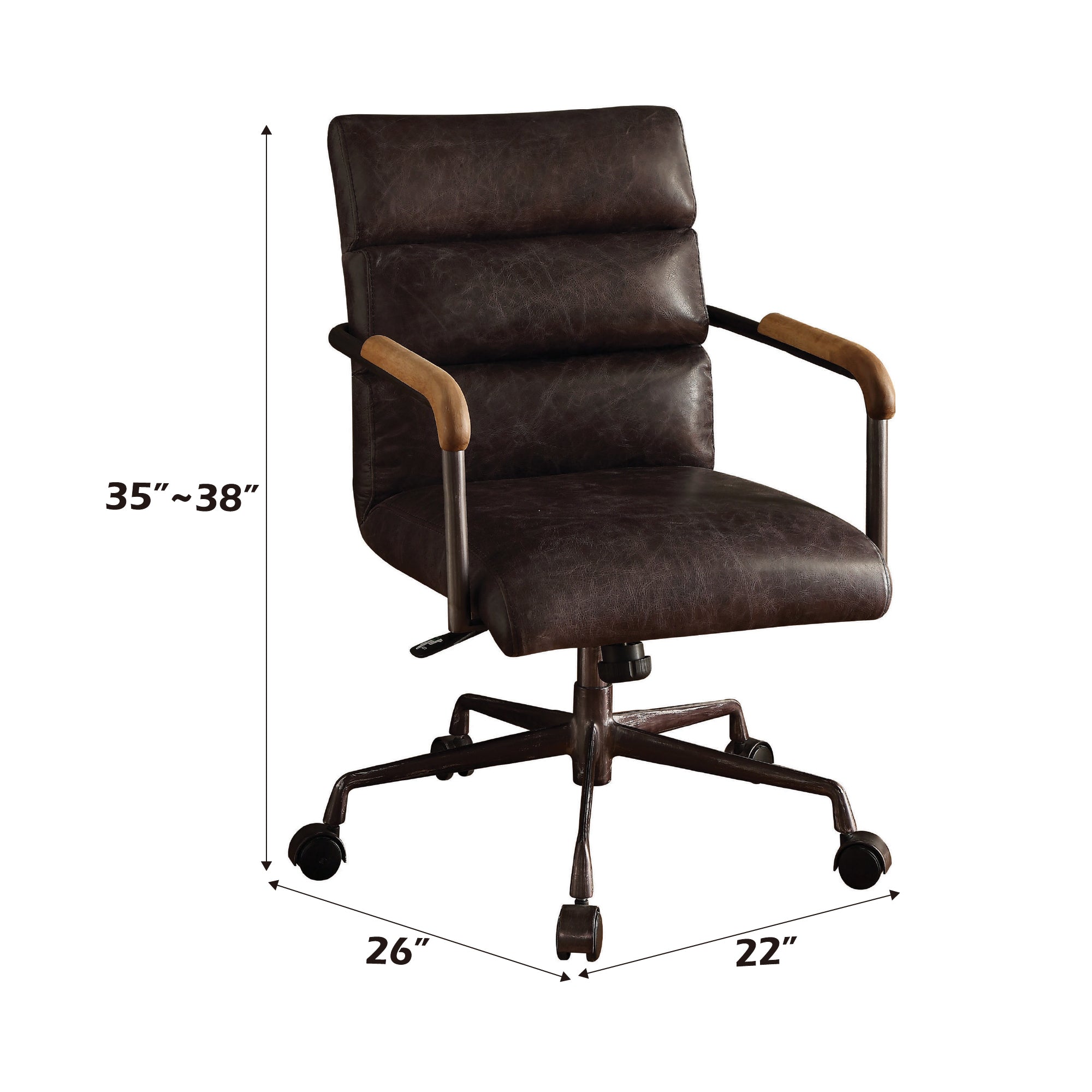 Retro Top Grain Leather Office Chair with Adjustable Height
