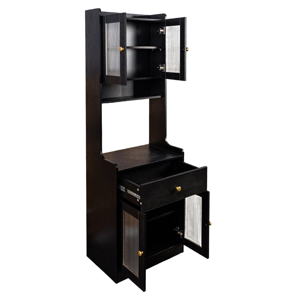 Farmhouse Kitchen Hutch Buffet Cabinet with Microwave Stand
