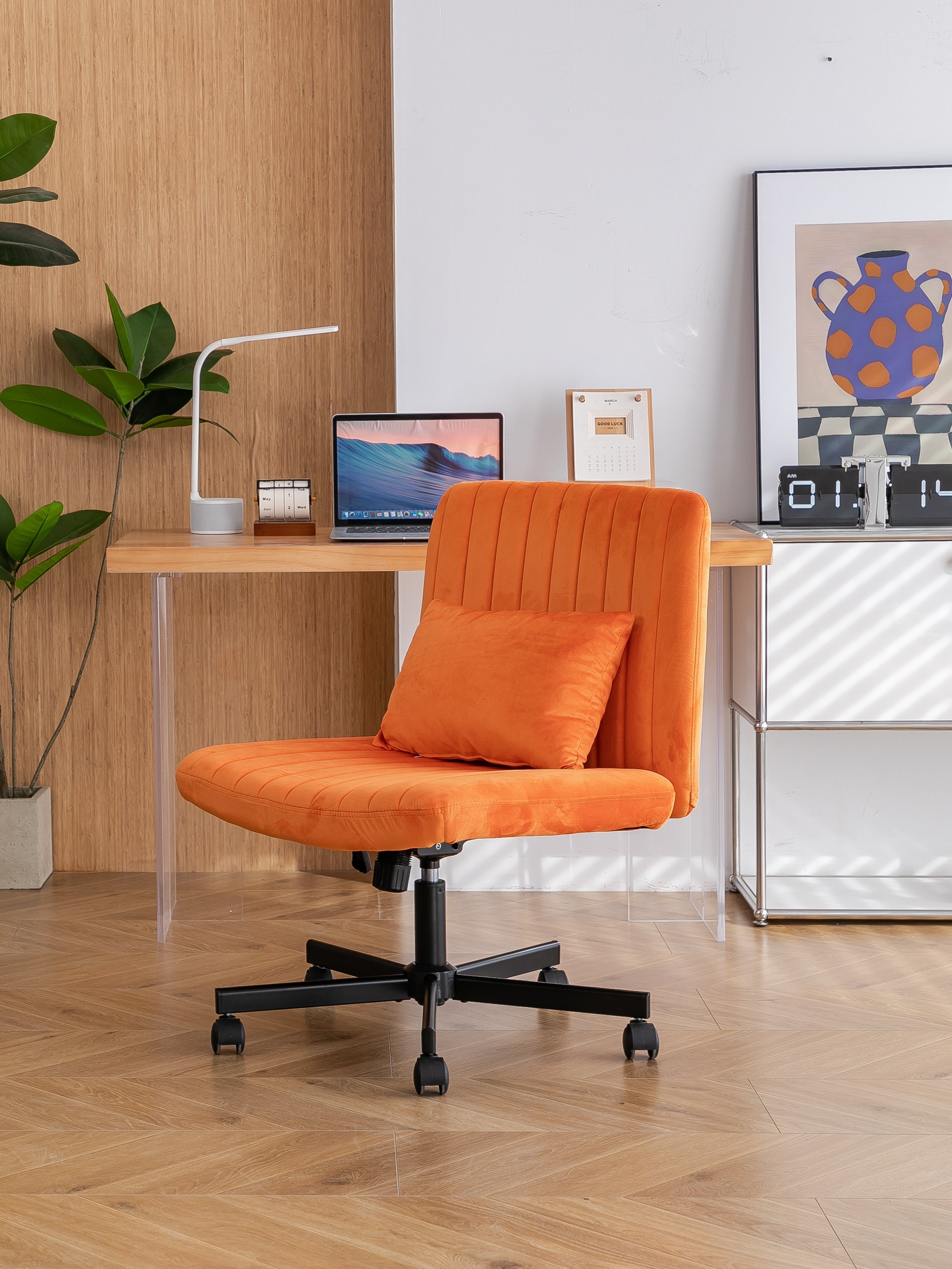 Criss Cross Armless Office Chair with Wheels