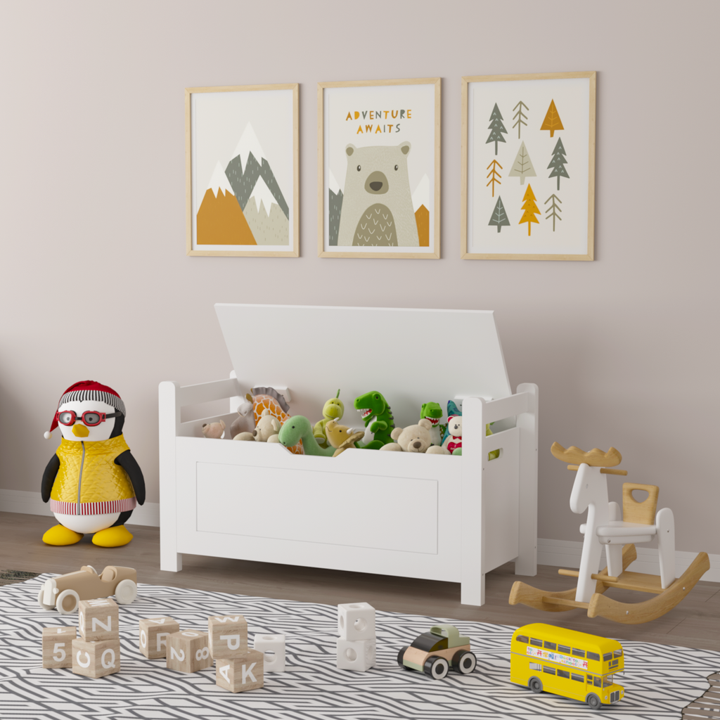 Kids Toy Box Chest Large Storage Cabinet with Cushion Seat