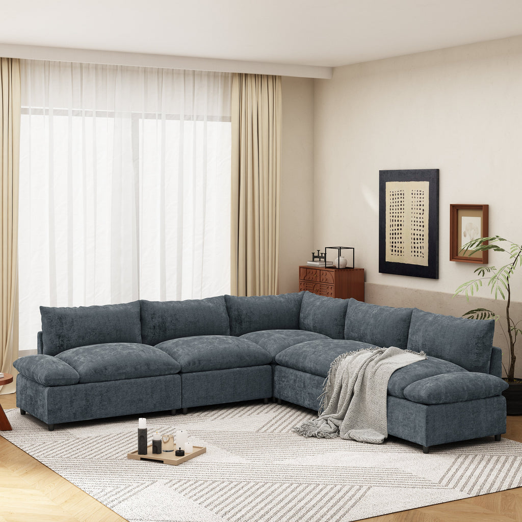 115.5' Modular Deep Gray Sectional Sofa