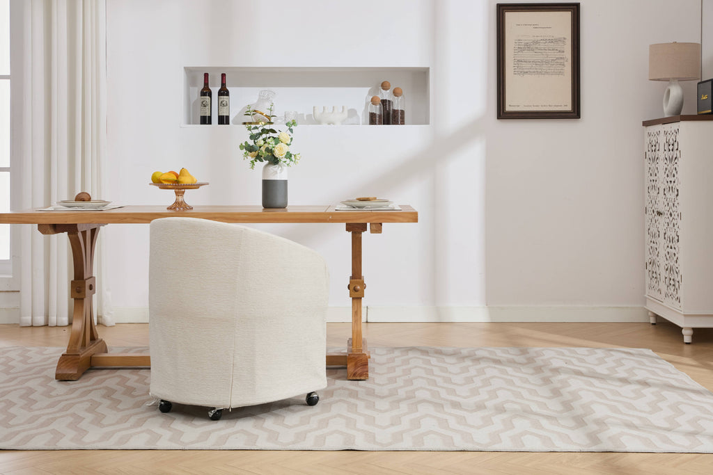 Modern Chenille Fabric Dining Armchair with Back Cushion