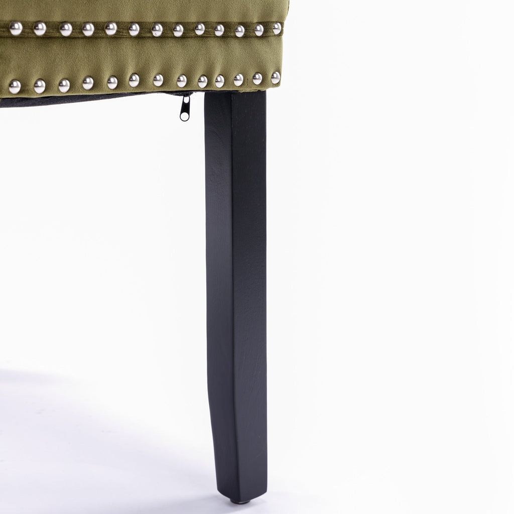 Modern High-end Tufted Solid Wood Velvet Dining Chair(Set of 2)