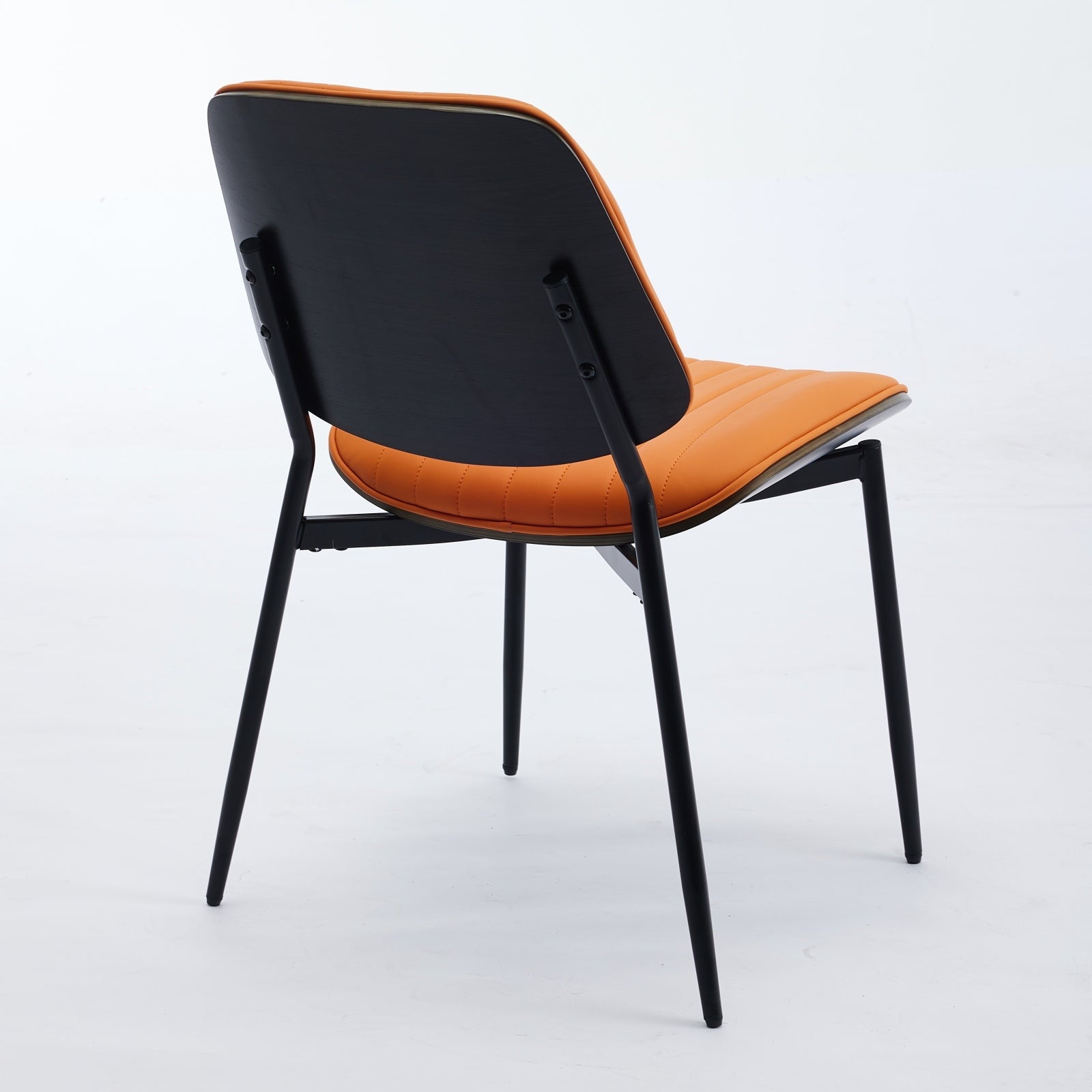 Mid Century Modern Retro Faux Leather Dining Chairs with Walnut Bentwood (Set of 2)
