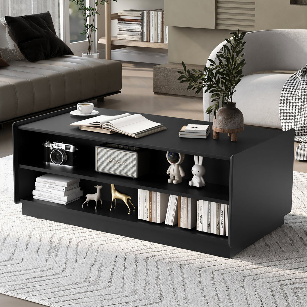 Modern 47.2' Wood Coffee Table with Fluted Style