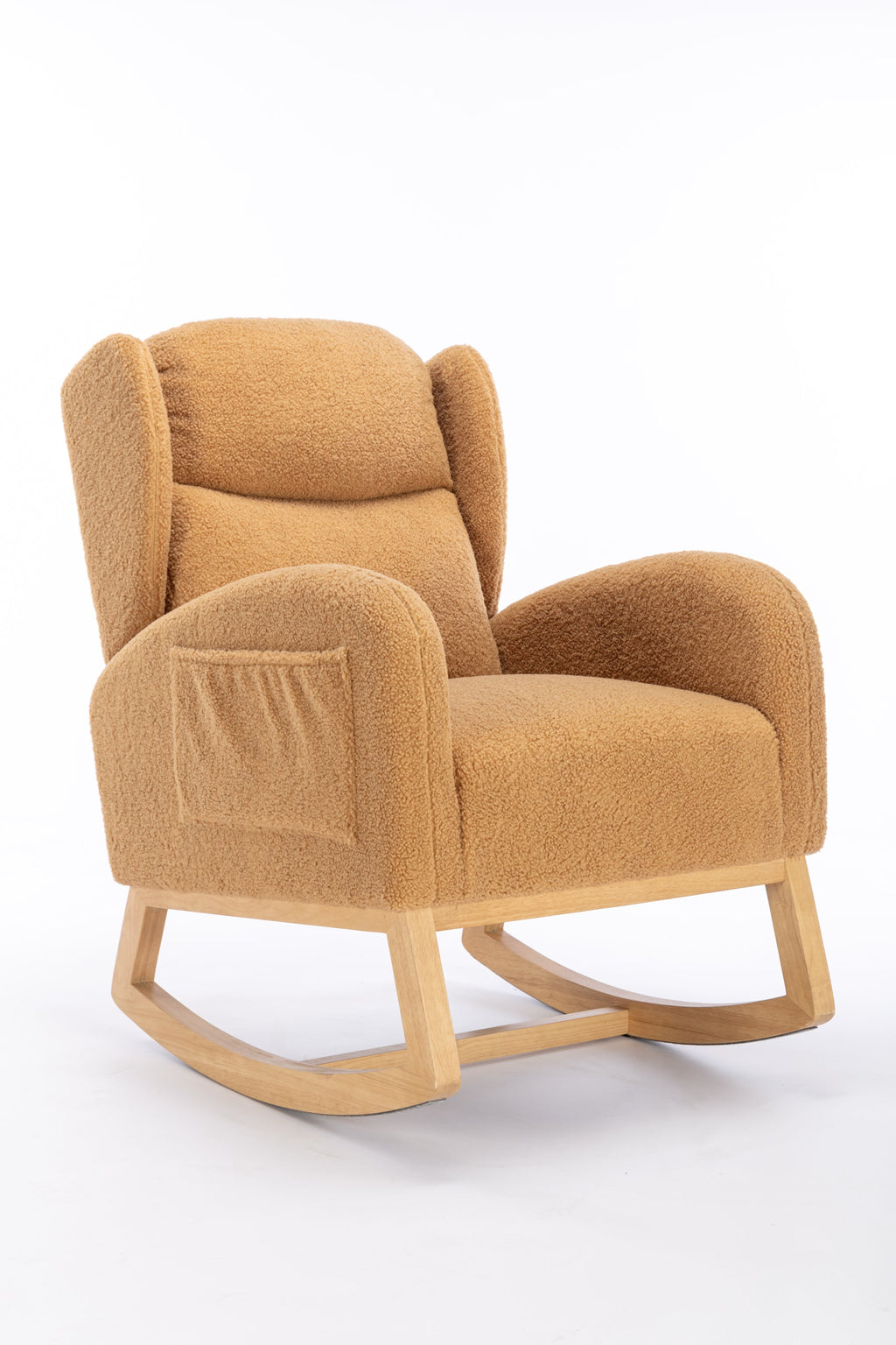 Teddy Fabric Rocking Chair with Packet Wood Legs