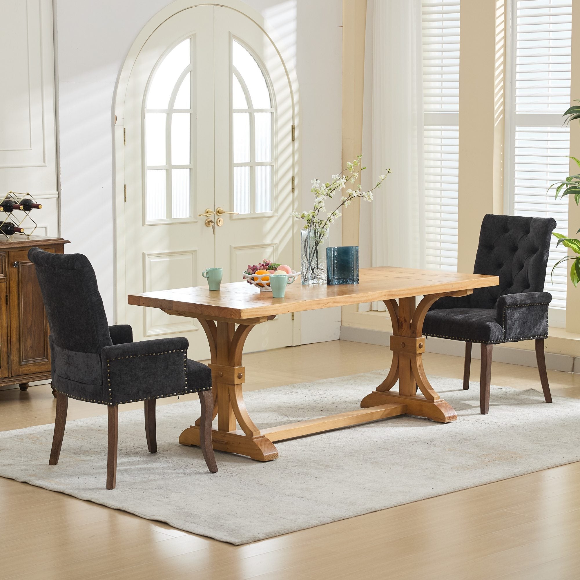 Elegant Upholstered Chenille Fabric Accent Dining Chair