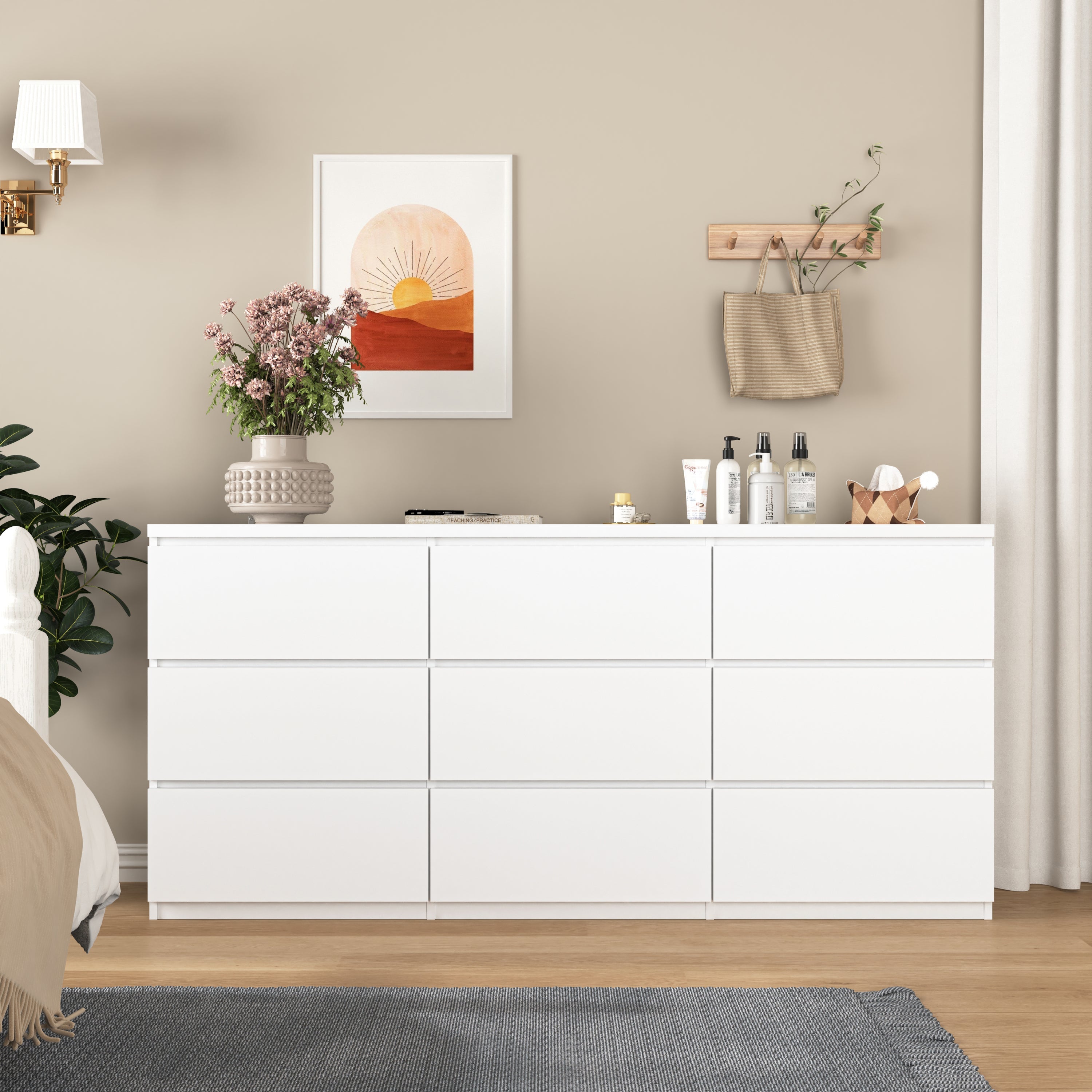 White 9 Drawer Cabinet for Bedroom