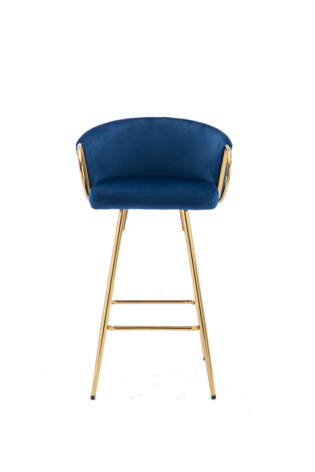 Velvet Bar Stools with Chrome Footrest and Base（Set of 2)
