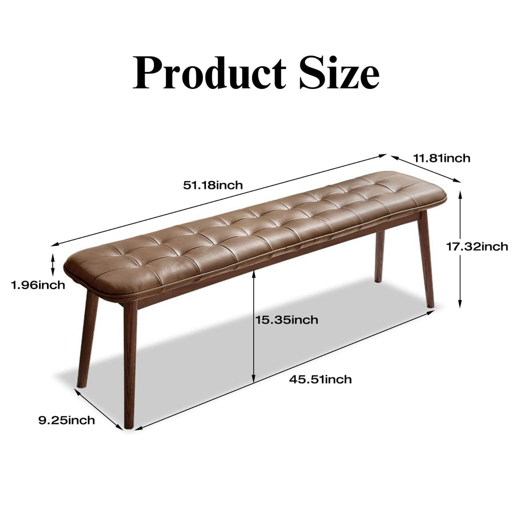 Natural Oak Dining Bench Table Bench with Leather Cushion