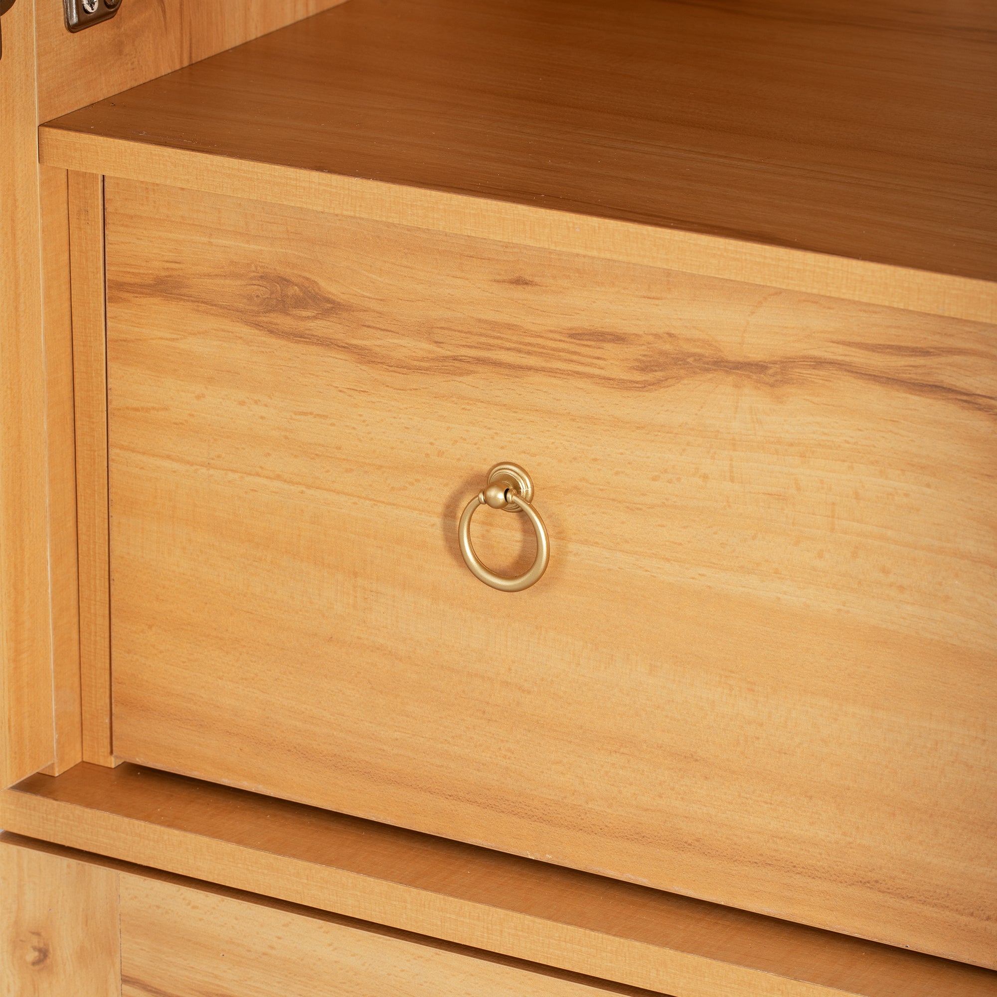 71" Tall Arched Farmhouse Kitchen Pantry Cabinet with Door Shelves
