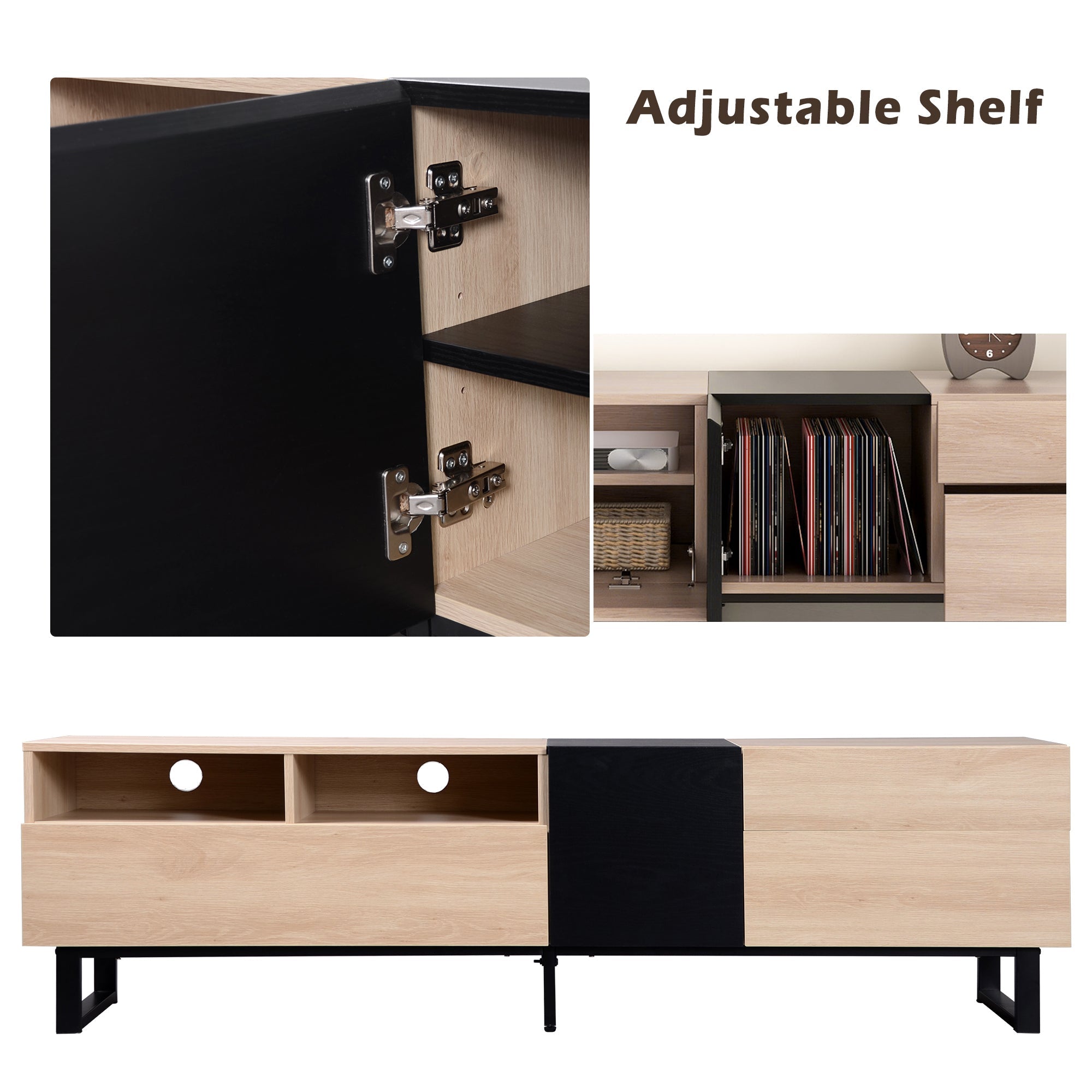 Modern TV Stand for 80'' TV with Double Storage Space