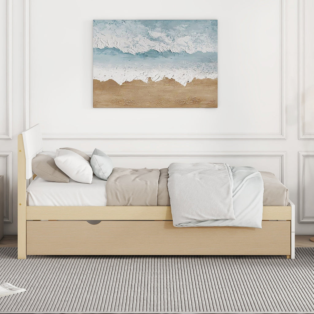 Modern Twin Bed Frame for White High Gloss Headboard and Footboard