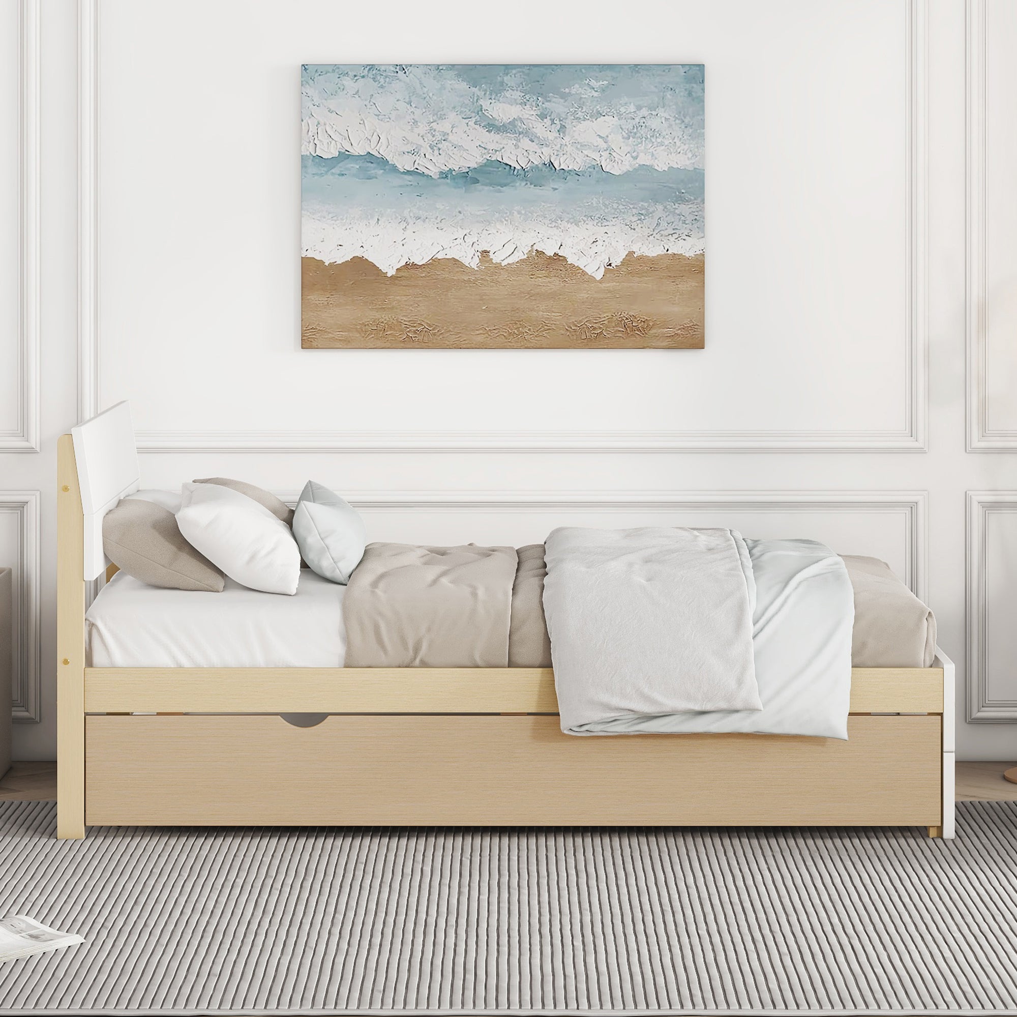 Modern Twin Bed Frame for White High Gloss Headboard and Footboard