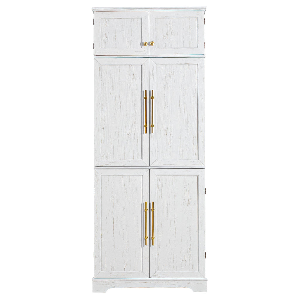 78" Tall Farmhouse Kitchen Pantry Cabinet with Shelves Drawer Wine Rack