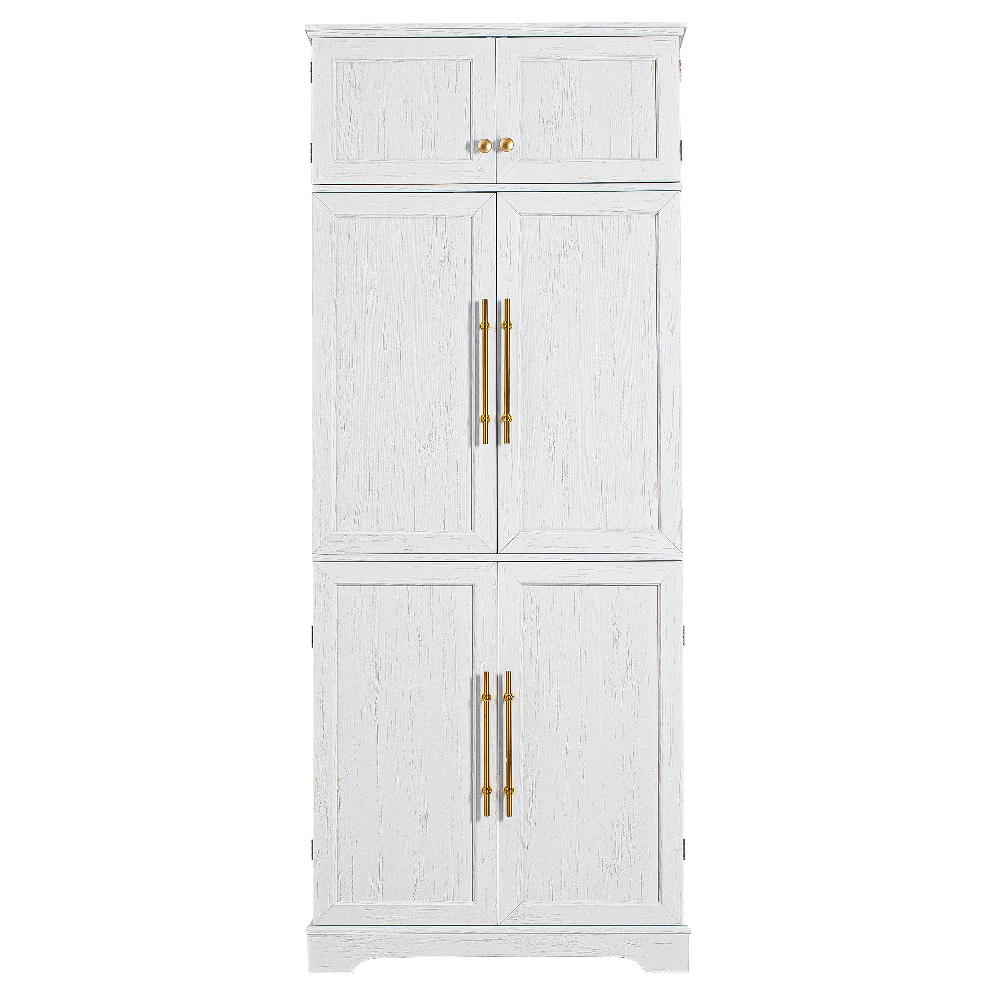 78" Tall Farmhouse Kitchen Pantry Cabinet with Shelves Drawer Wine Rack