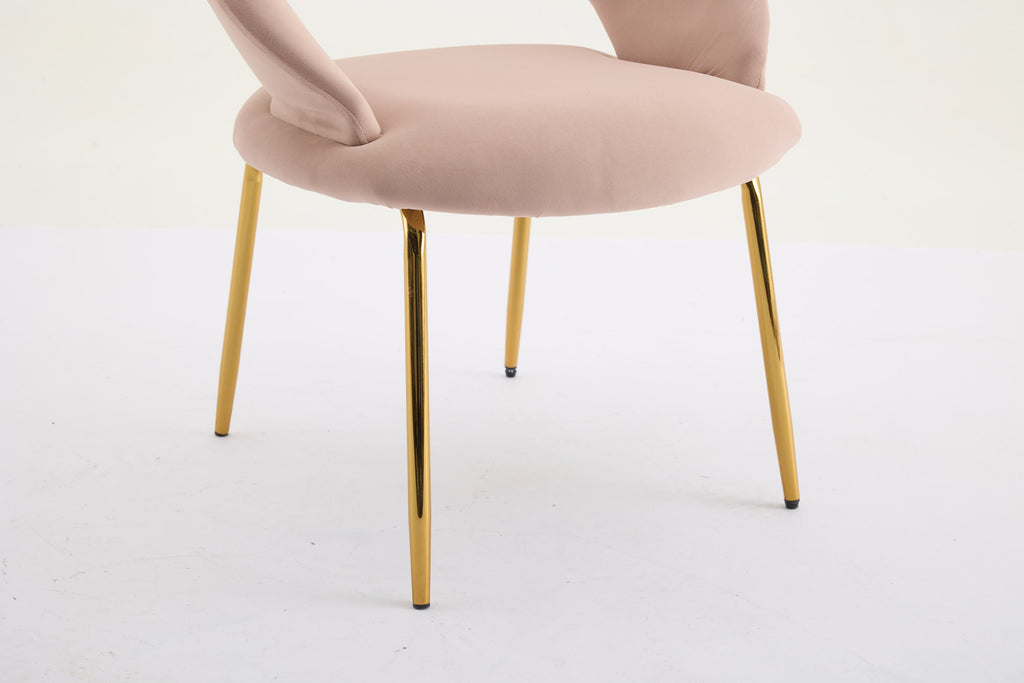 Velvet/Teddy Fabric Dining Chairs with Curved Backrest