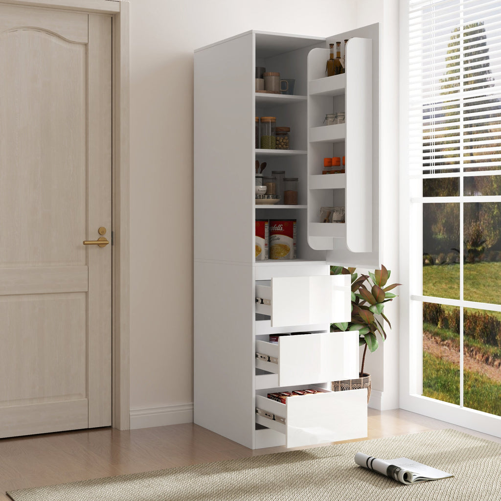 White Kitchen Pantry Storage Cabinet