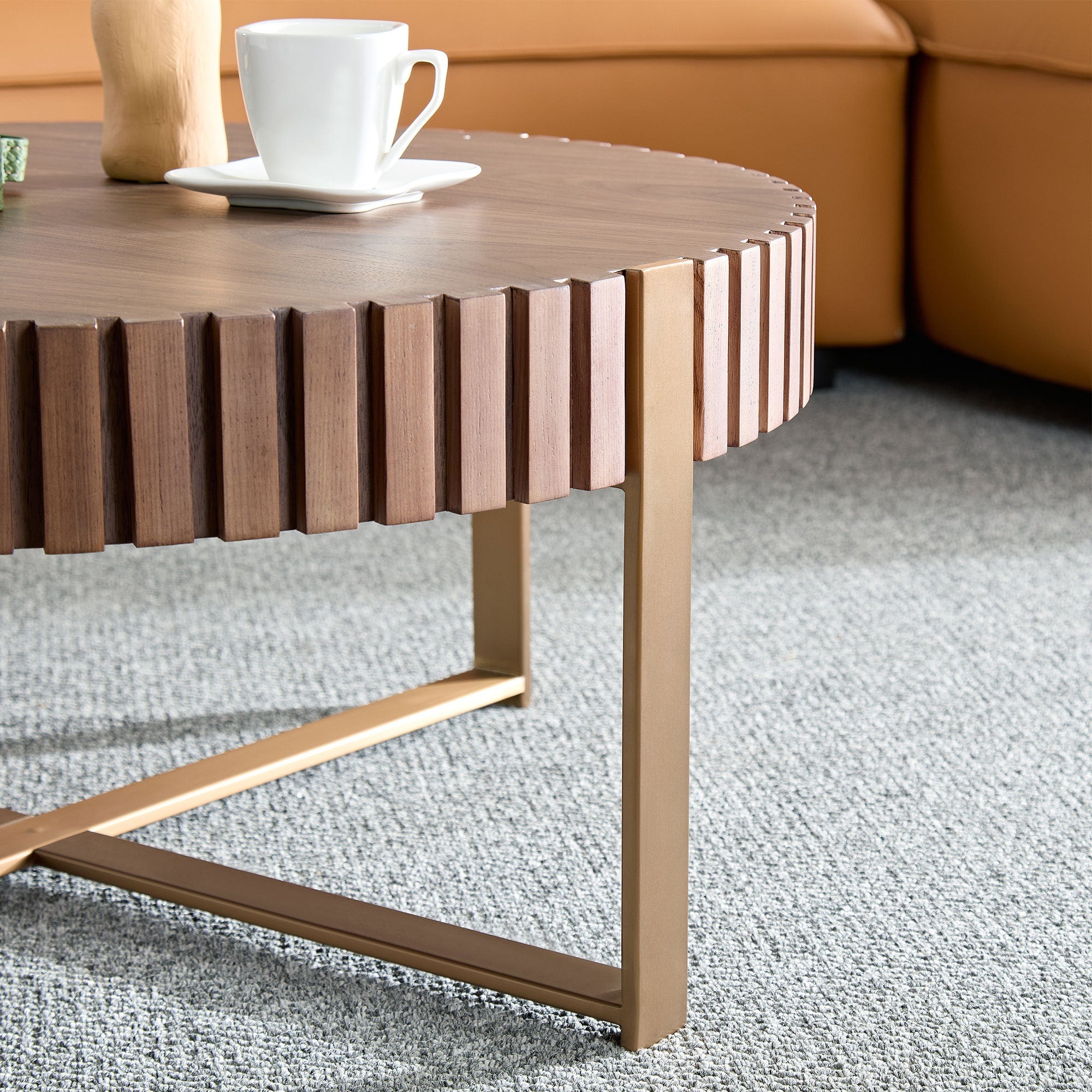 Modern Handcraft Drum Round Coffee Table