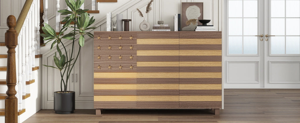 55' Buffet Sideboard Cabinet with Hand Carved Craftsmanship